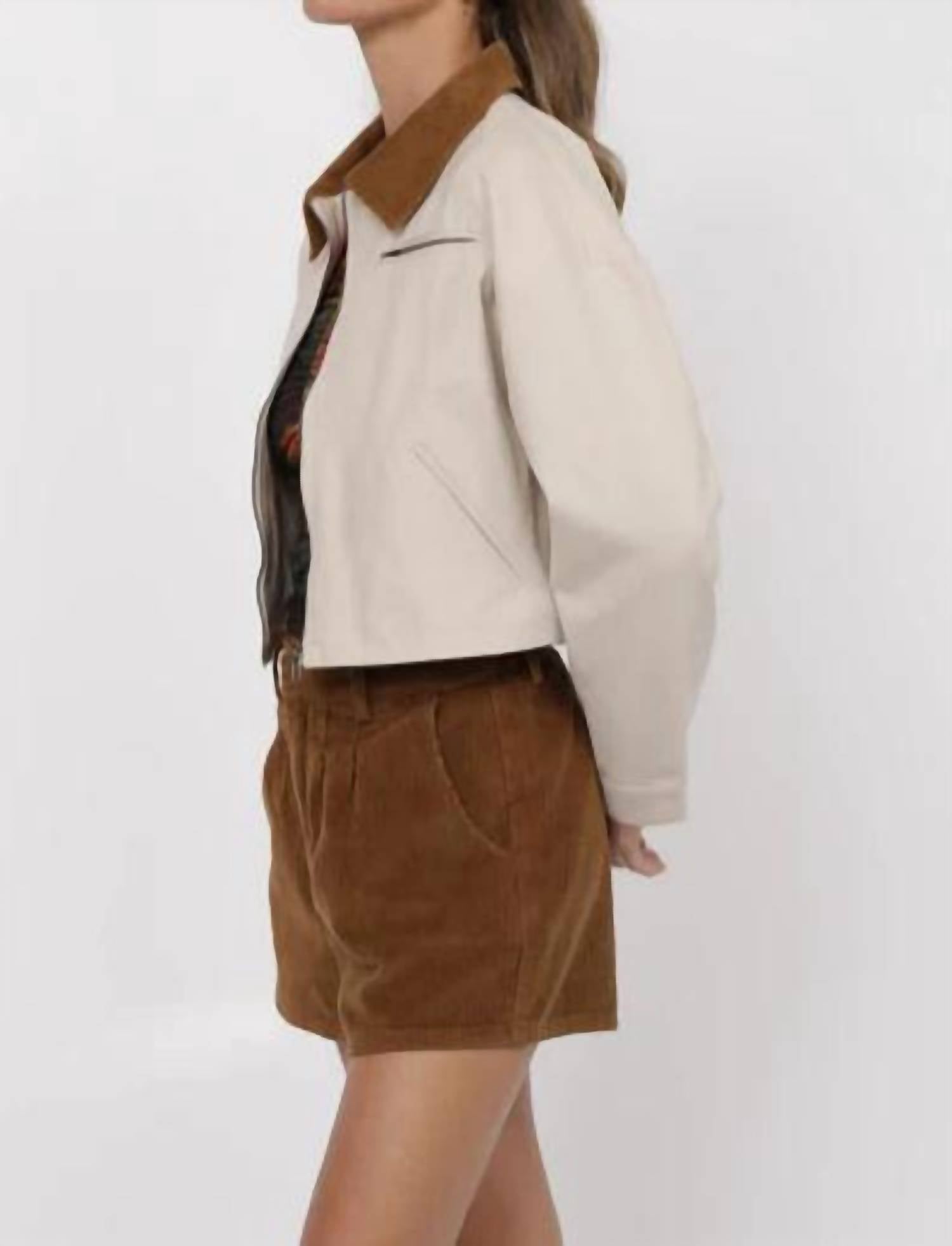 Sage The Label - So Fine Corduroy Collar Crop Jacket