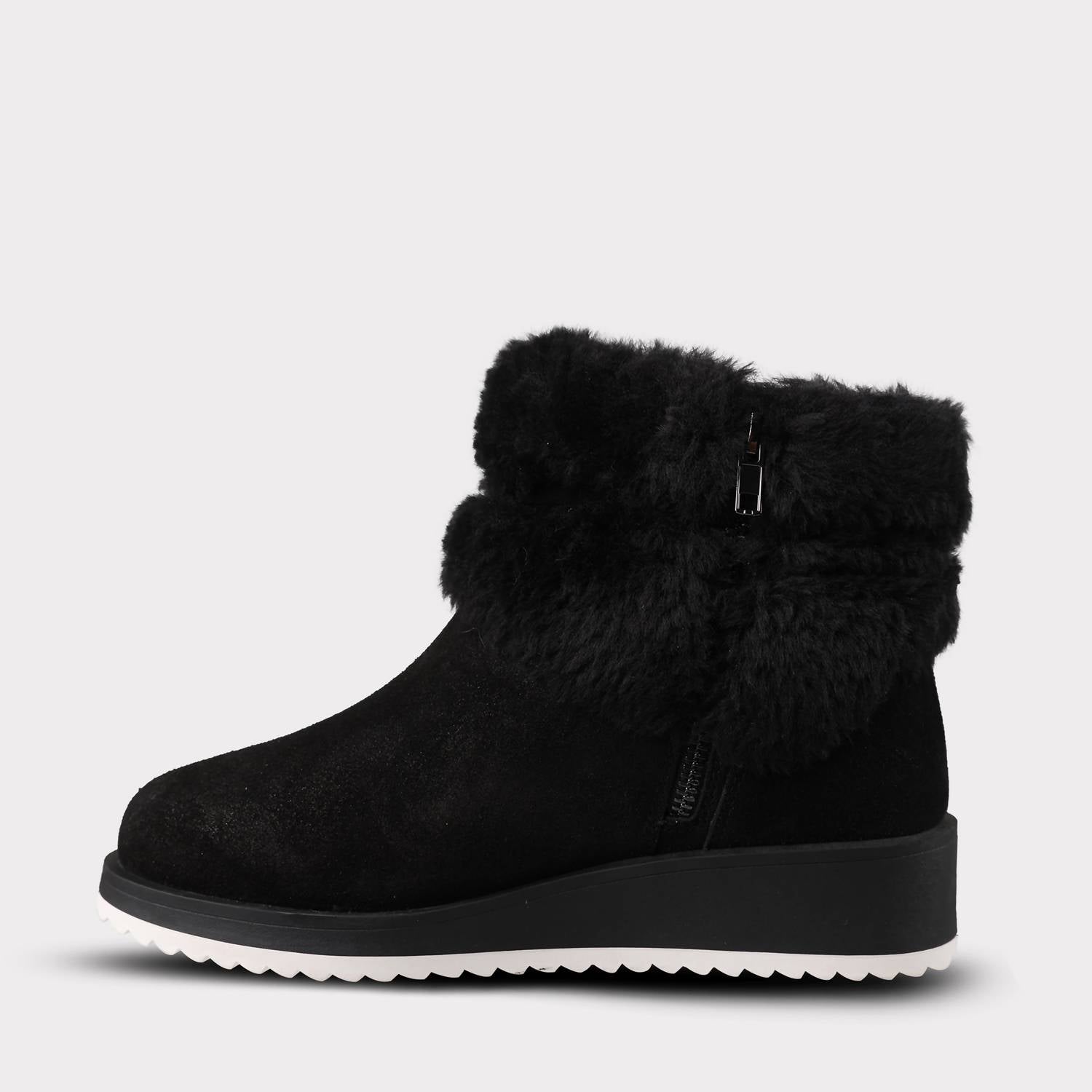 Lamo Women's Bailee Suede Zip Up Wedge Boot in black - women's shoe - detail view