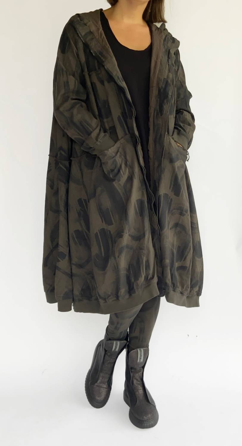 Grizas - Print Zip Up Long Jacket