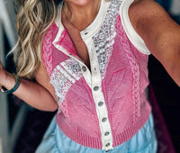 Pol - Sweet & Chic Patchwork Sweater Vest Top