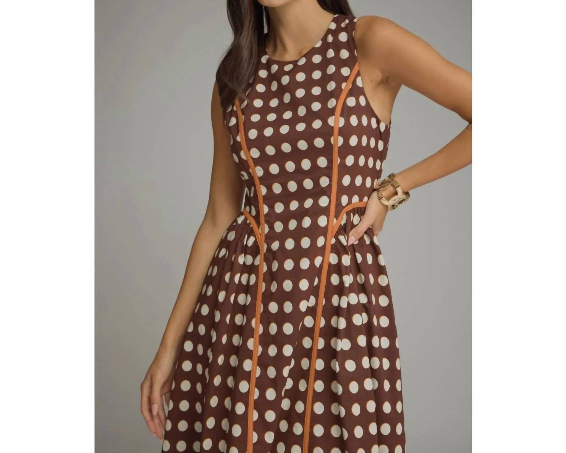 Style Usa - Polka Dot Sleeveless Midi Dress