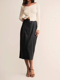 Z Supply Women's Reine Faux Leather Midi Skirt in black - women's skirt