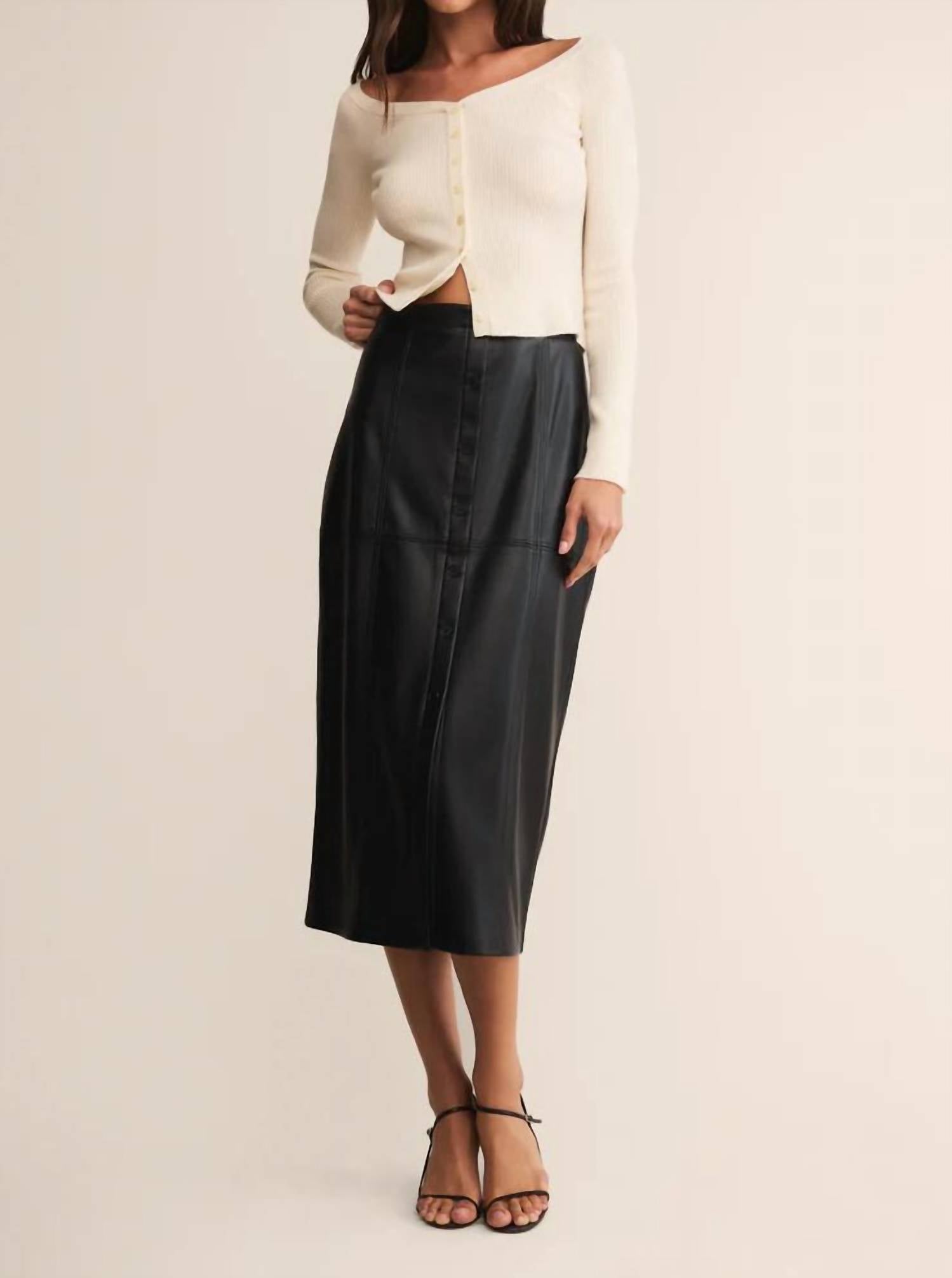 Z Supply Reine Faux Leather Midi Skirt in black 1 - women's skirt