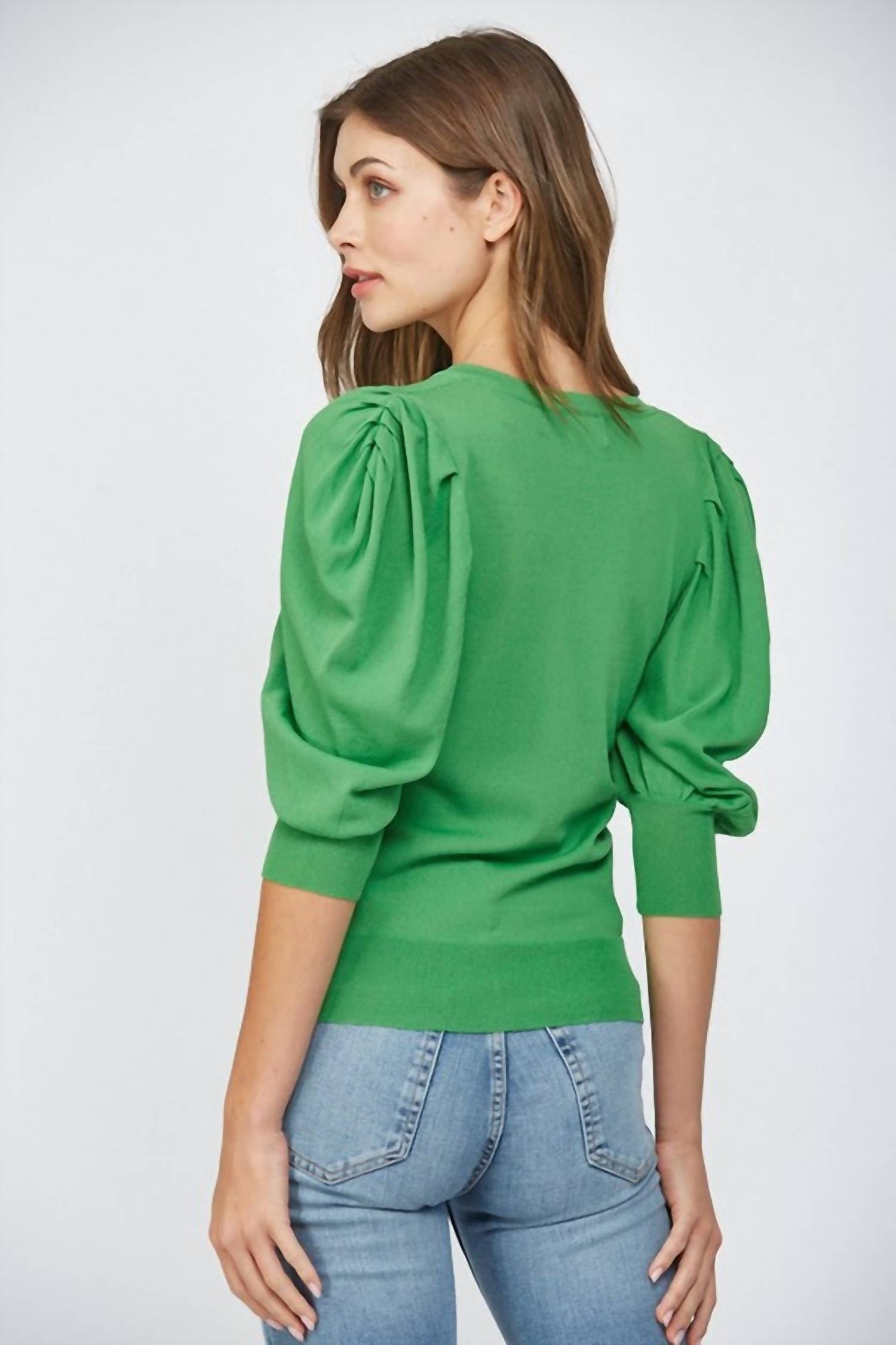 Fate - Puff Sleeve V-Neck Sweater