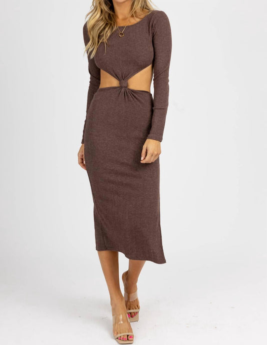 LONG SLEEVE FRONT TWIST MIDI DRESS