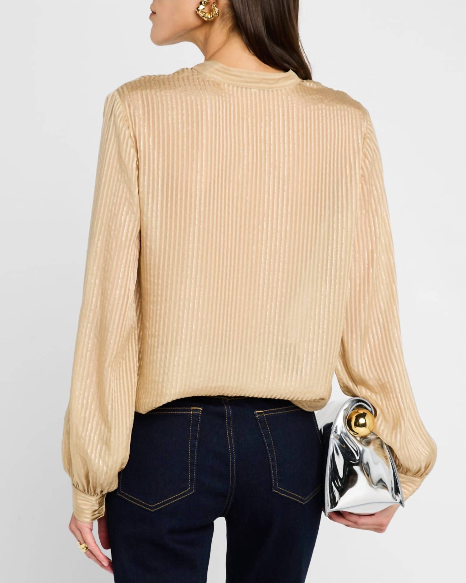 Frame - Collarless Lurex Blouse