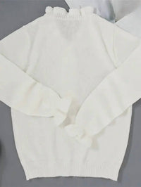 Masyal - Sherry Ruffle Collar V-neck Button Knit Sweater
