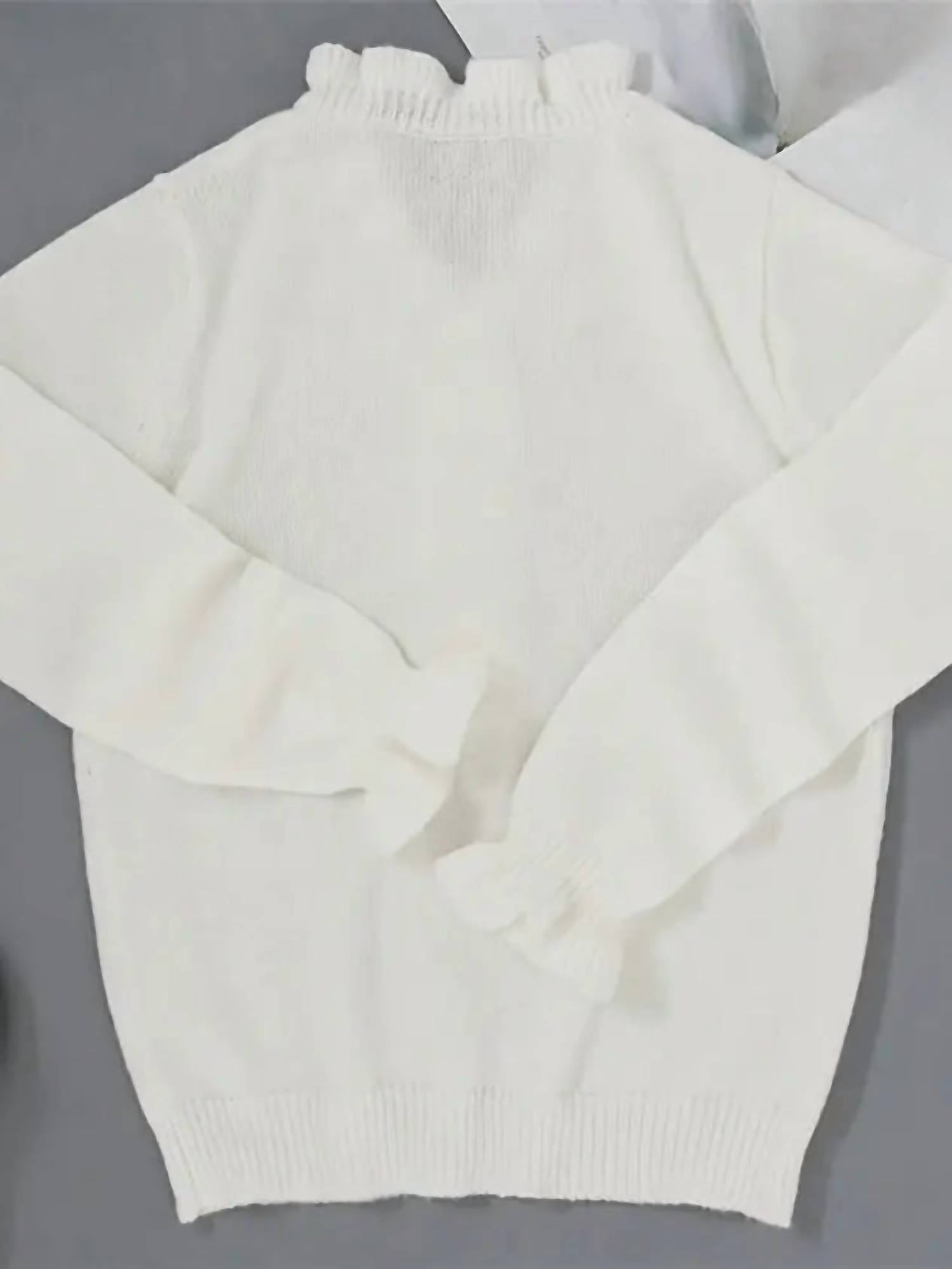 Masyal - Sherry Ruffle Collar V-neck Button Knit Sweater