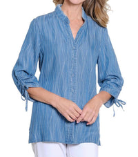 Multiples - PRINTED WOVEN SHIRT WITH DRAWSTRING SLEEVES