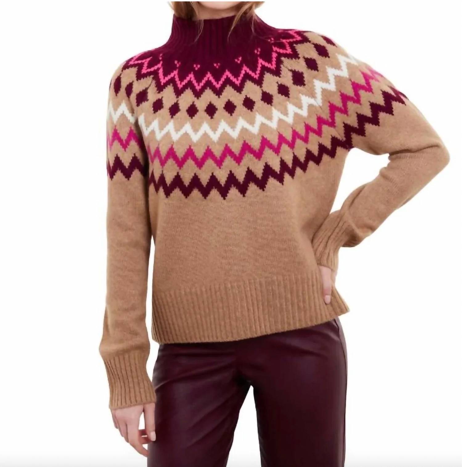 Kinross - Sara Fairisle Mock Neck Sweater