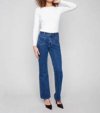 Charlie B - Leg Stretch Denim Pants With Patch Pockets