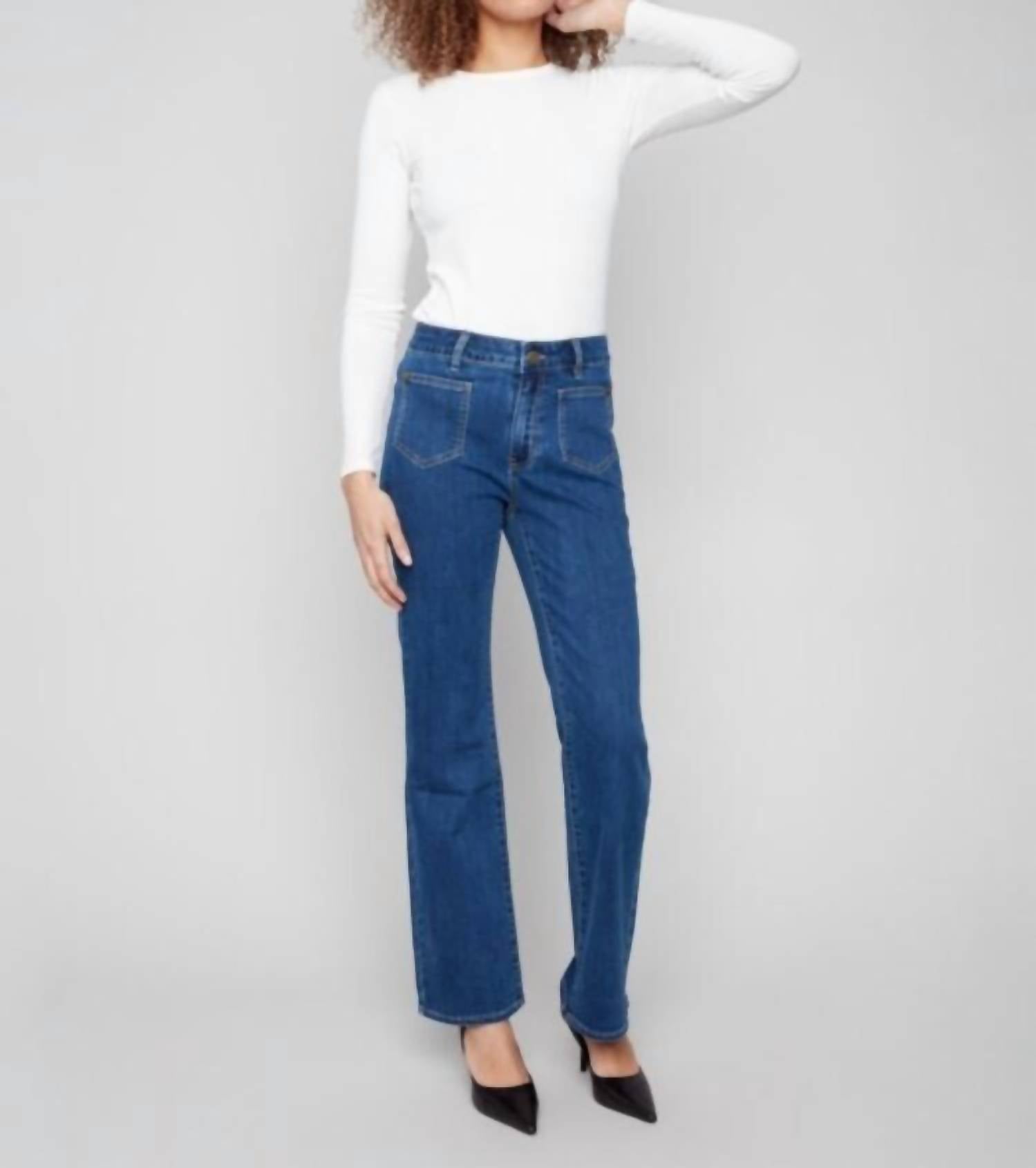 Charlie B - Leg Stretch Denim Pants With Patch Pockets