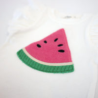 oh baby! Girl's Terry Applique Tee Set in watermelon - kids' t-shirt - alternate view