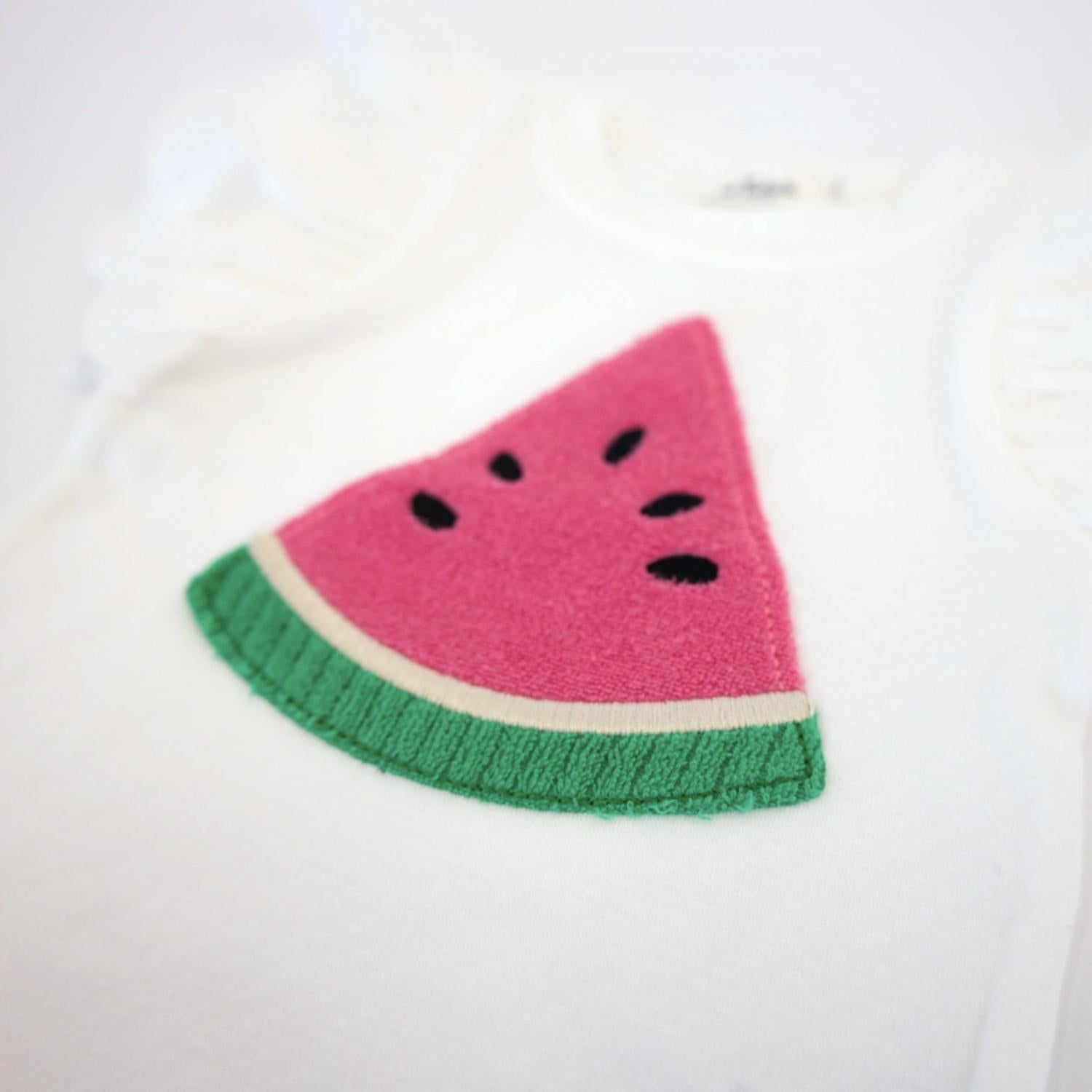 oh baby! Girl's Terry Applique Tee Set in watermelon - kids' t-shirt - alternate view