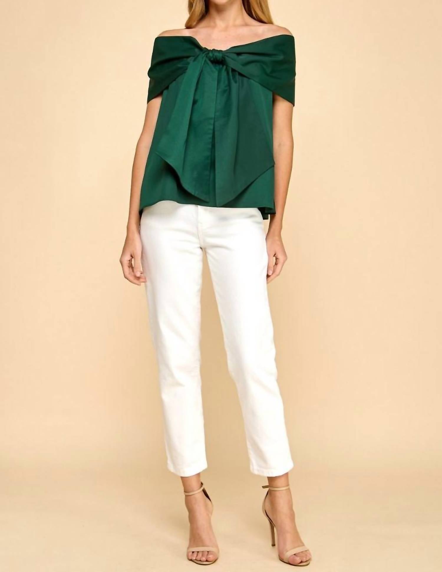 TCEC Bianca Off-shoulder Top in green - women's sweater