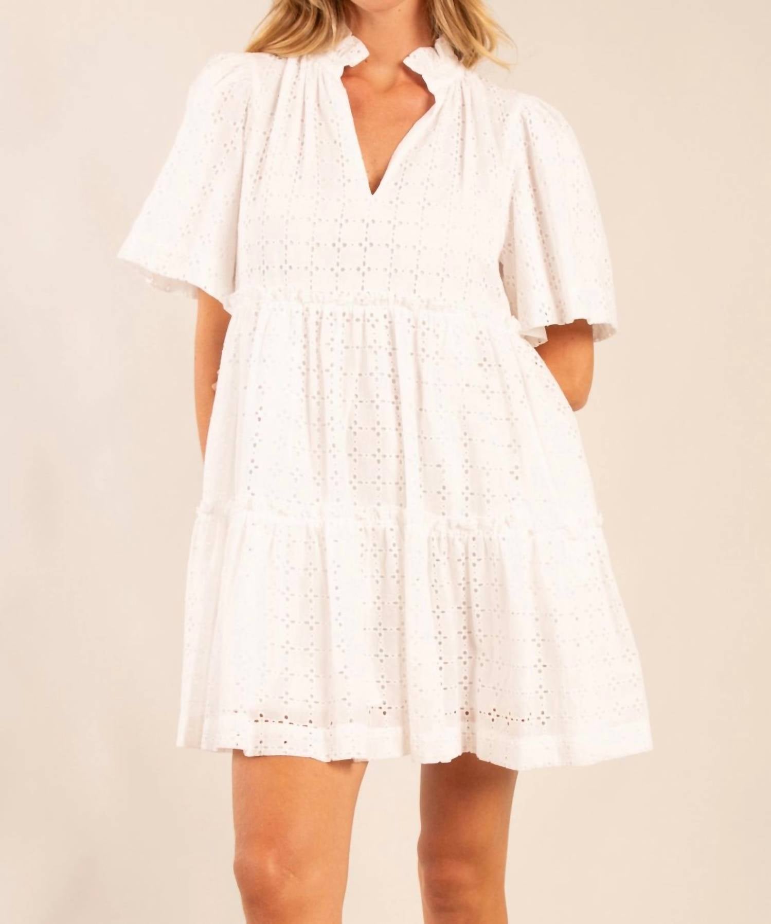 Heyson - Smocked Eyelet Mini Dress