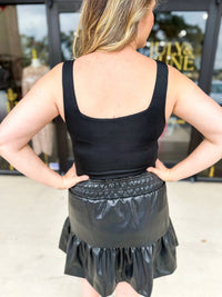 Style Usa - Love The Leather Ruffled Mini Skirt
