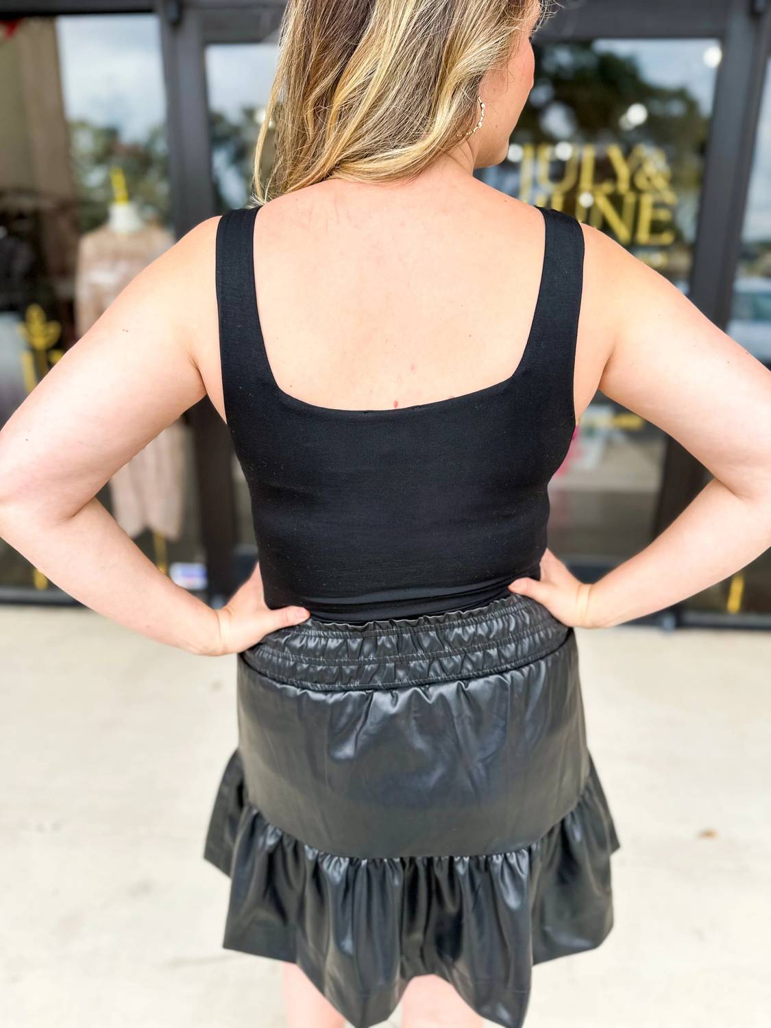 Style Usa - Love The Leather Ruffled Mini Skirt