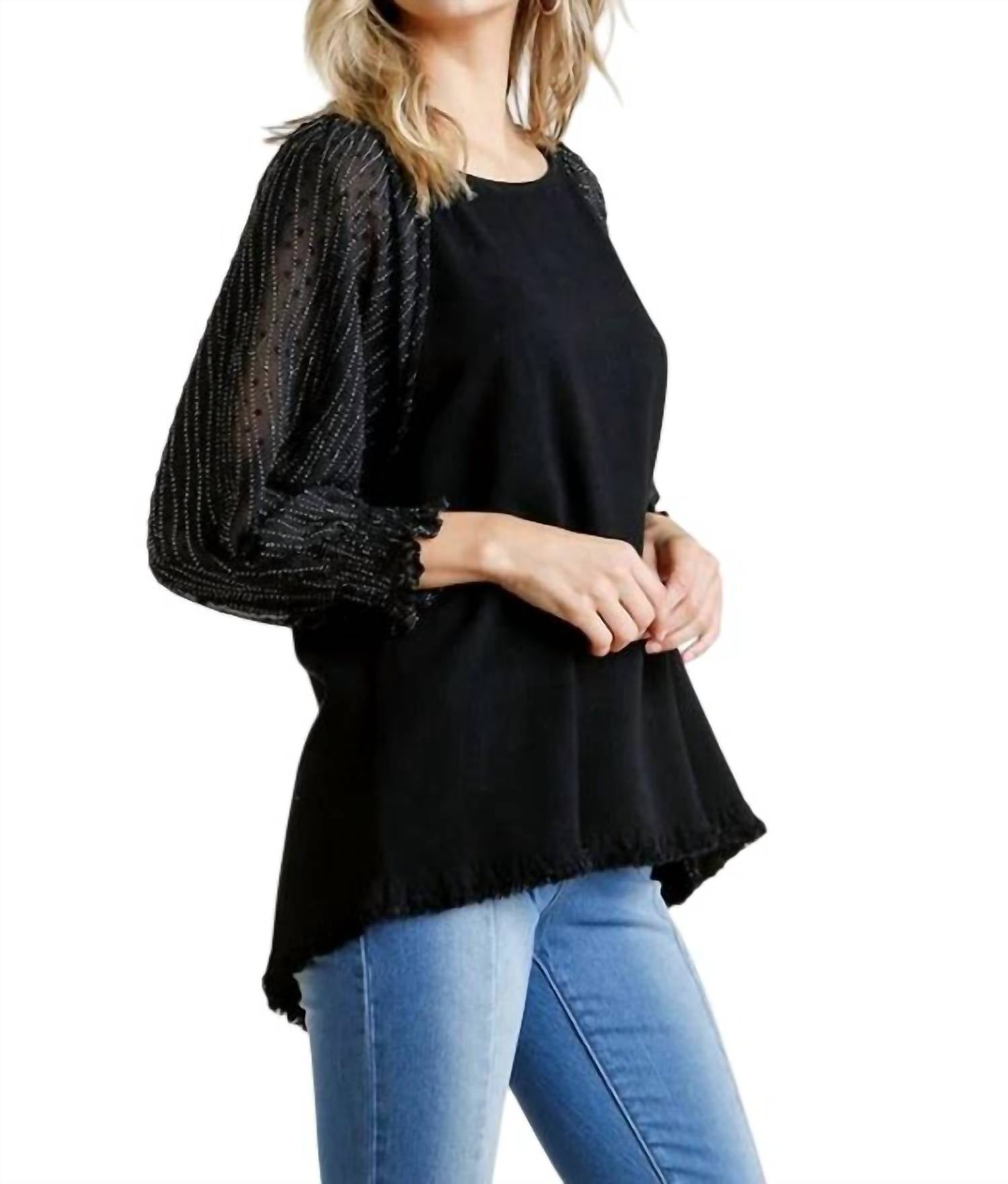 Umgee - Mesh Puff Sleeve Top