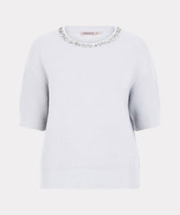 ESQUALO Fredrika Fancy Neck Sweater in off white - women's sweater - view 5