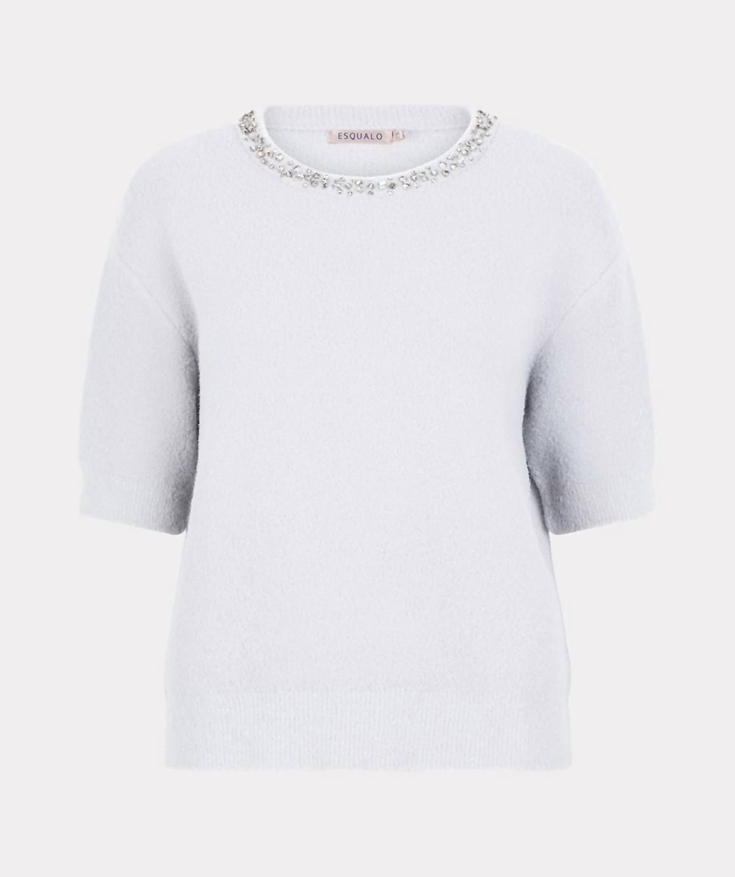 ESQUALO Fredrika Fancy Neck Sweater in off white - women's sweater - view 5