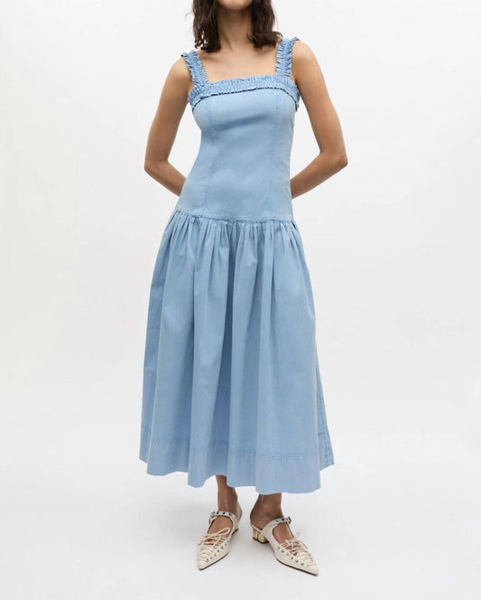 Ganni - Washed Stretch Cotton Strap Corset Long Dress