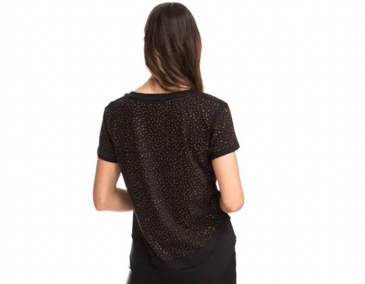 Chrldr - All Over Studs Mock Layer V-Neck T-Shirt