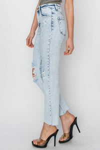 Risen - High Rise Knee Distressed Ankle Jeans