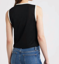 FRAME Keyhole Tie Tank Top in black - women's tank top - detail view