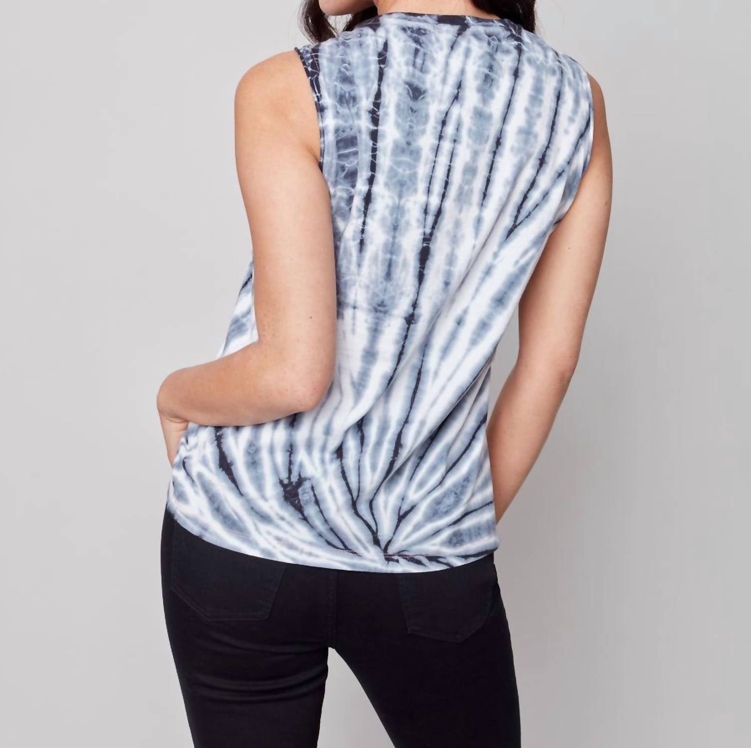 Charlie B - Sleeveless Round Neck Cotton Top