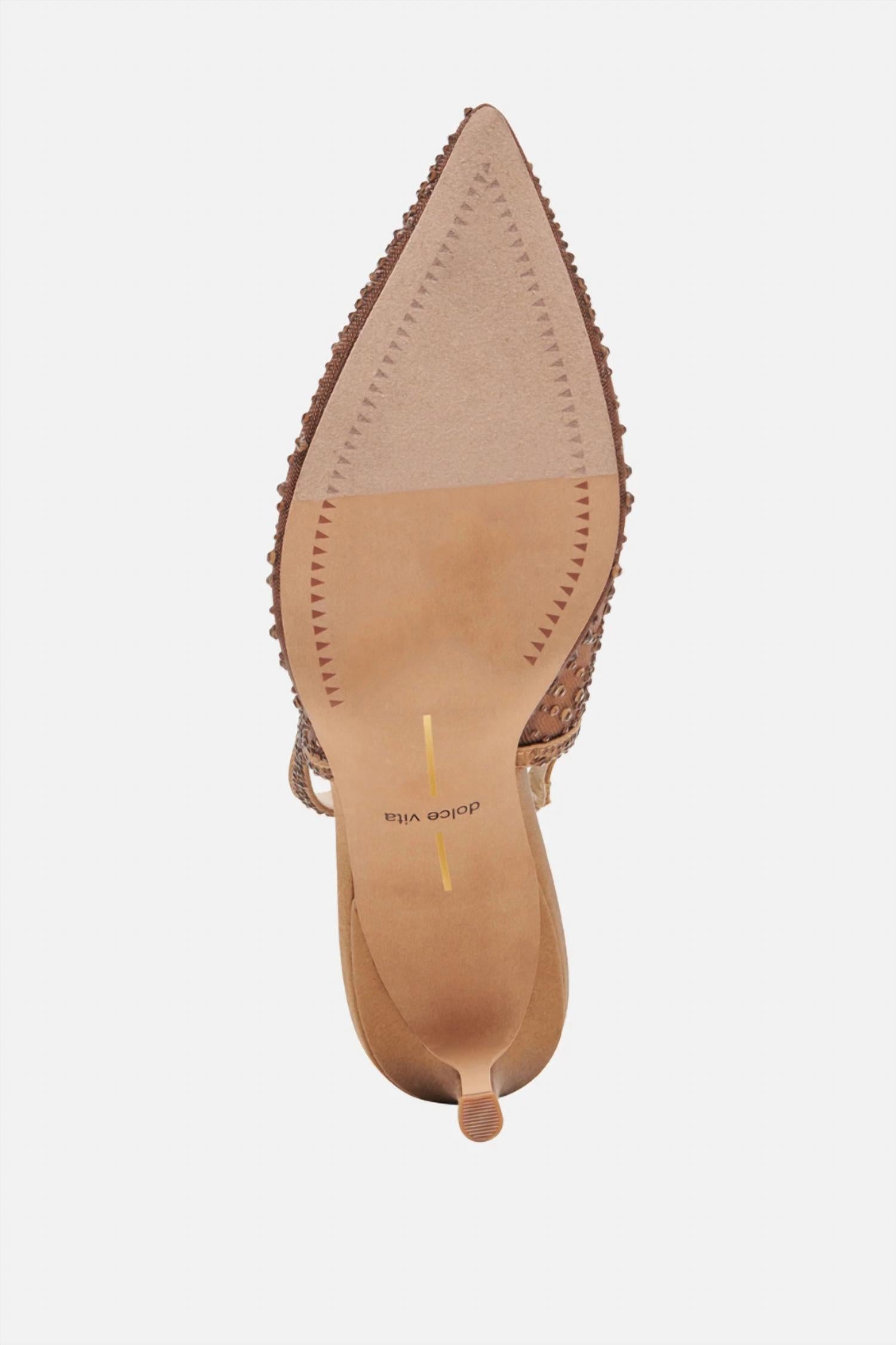 Dolce Vita Women's Kaye Crystal Heels in mid brown mesh - women's heels - view 6