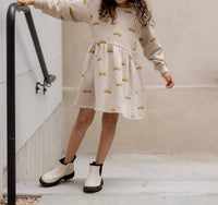 Rylee + Cru Raglan Dress in white - kids' dress - detail view