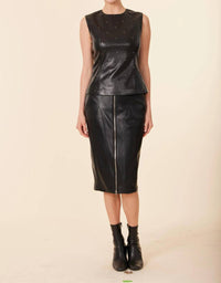 Dolce Cabo - Faux Leather Long Zip Skirt