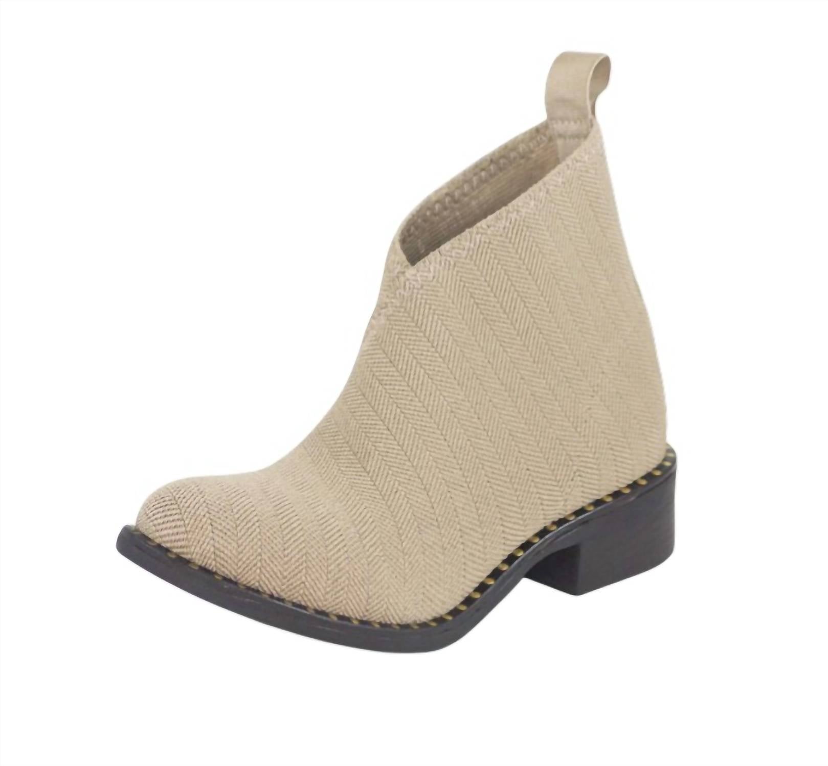 CHARLESTON SHOE CO. Women's Barcelona Herringbone Bootie in tan - women's shoe