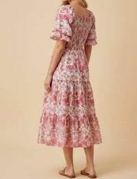 Hayden La - Women's Floral Contrast Piped Tulip Sleeve Dress