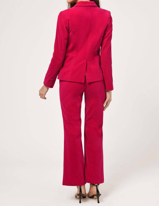Adelyn Rae - Bella Belted Velvet Trousers | Fuchsia