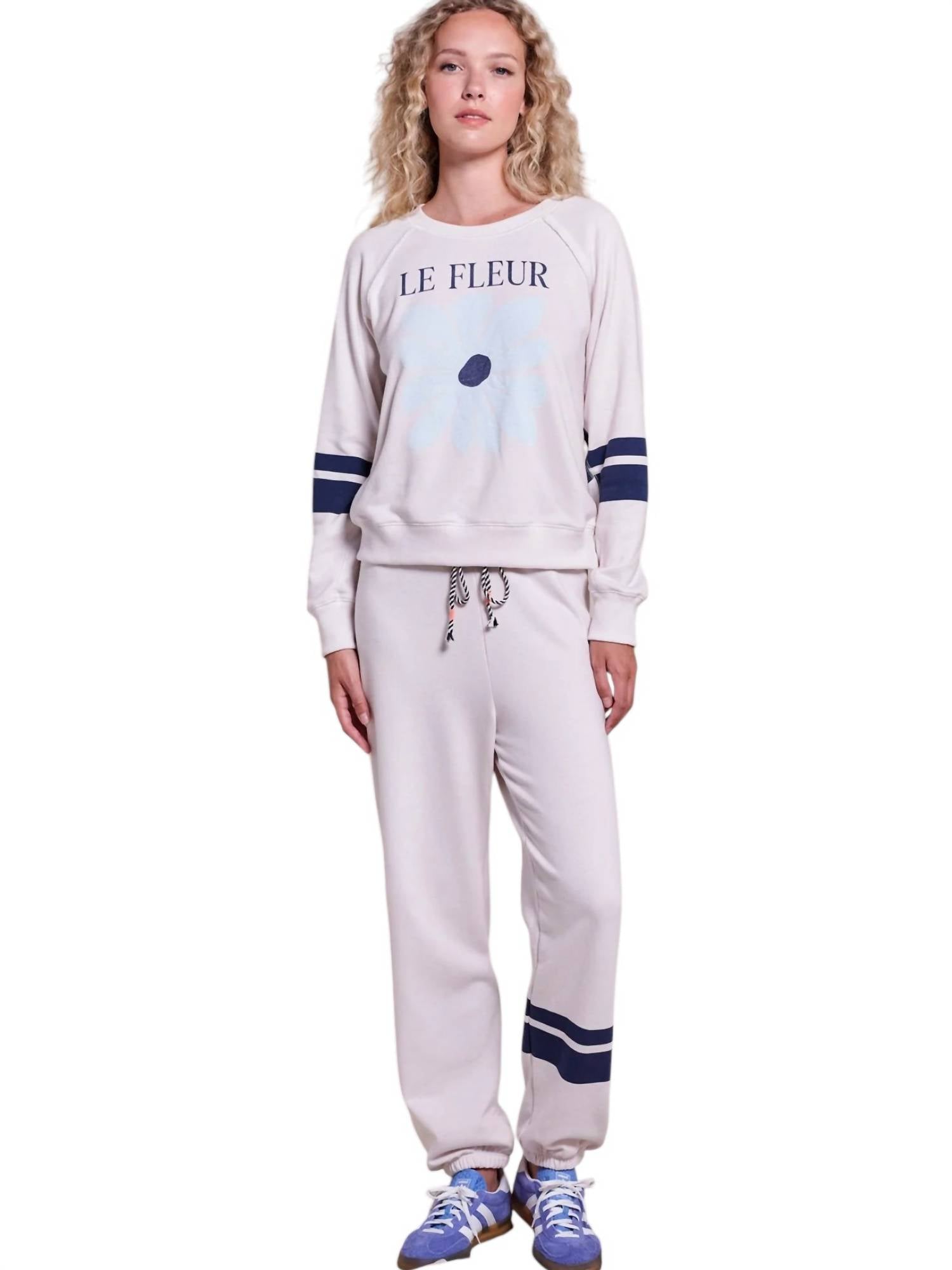 Sundry Double Stripe Sweatpant in oyster - women's pants - alternate view