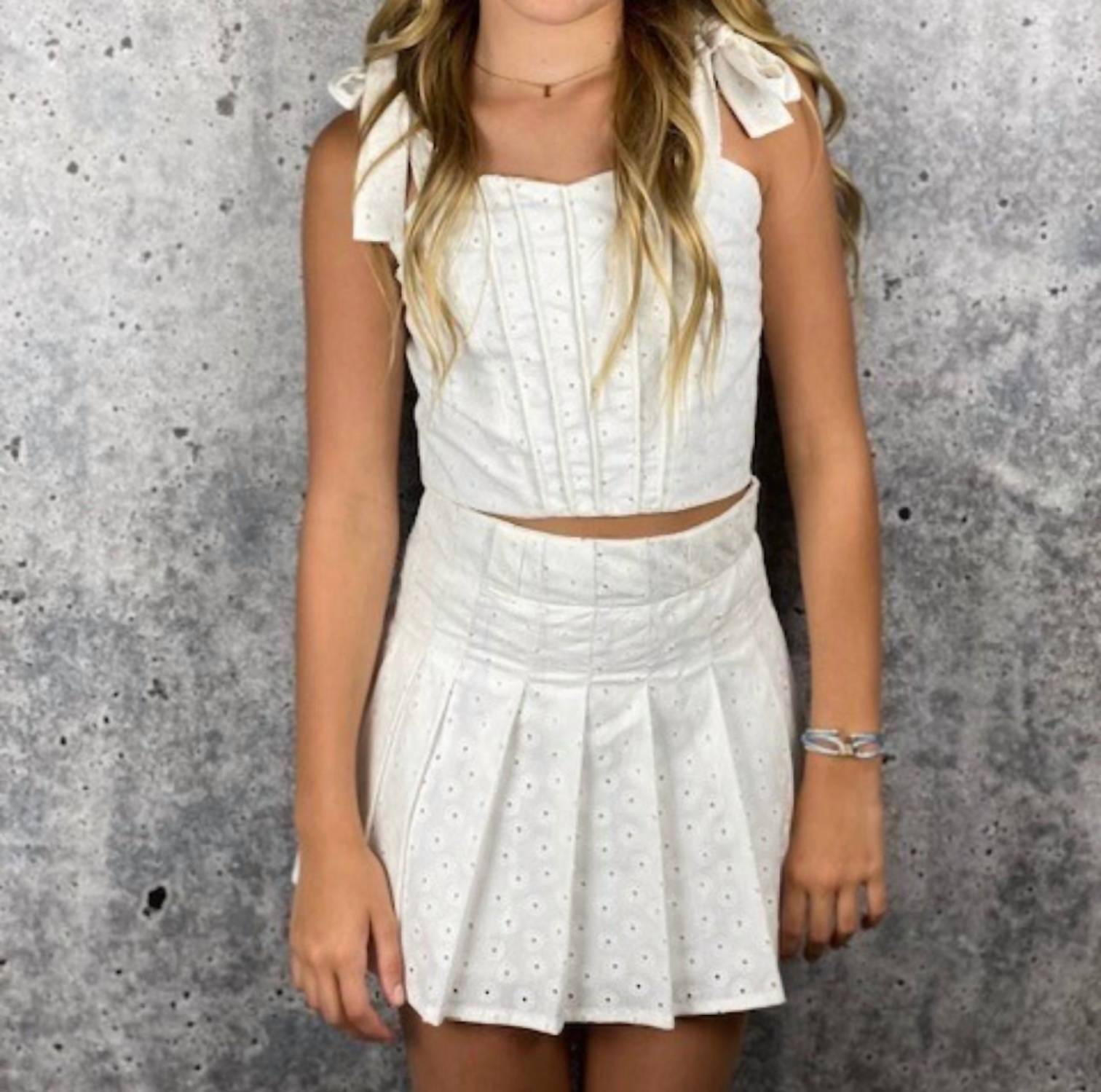 If So - Eyelet Pleated Skirt