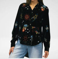 Caite & Kyla - Wrenley Crushed Velvet Embroidered Shirt