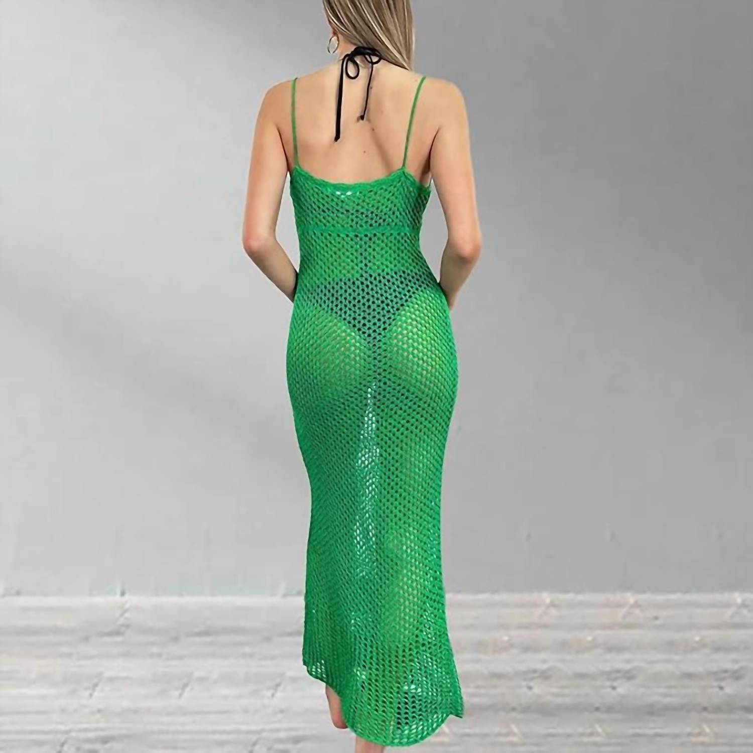 Beige Botany - Knit Crochet V-neck Maxi Dress