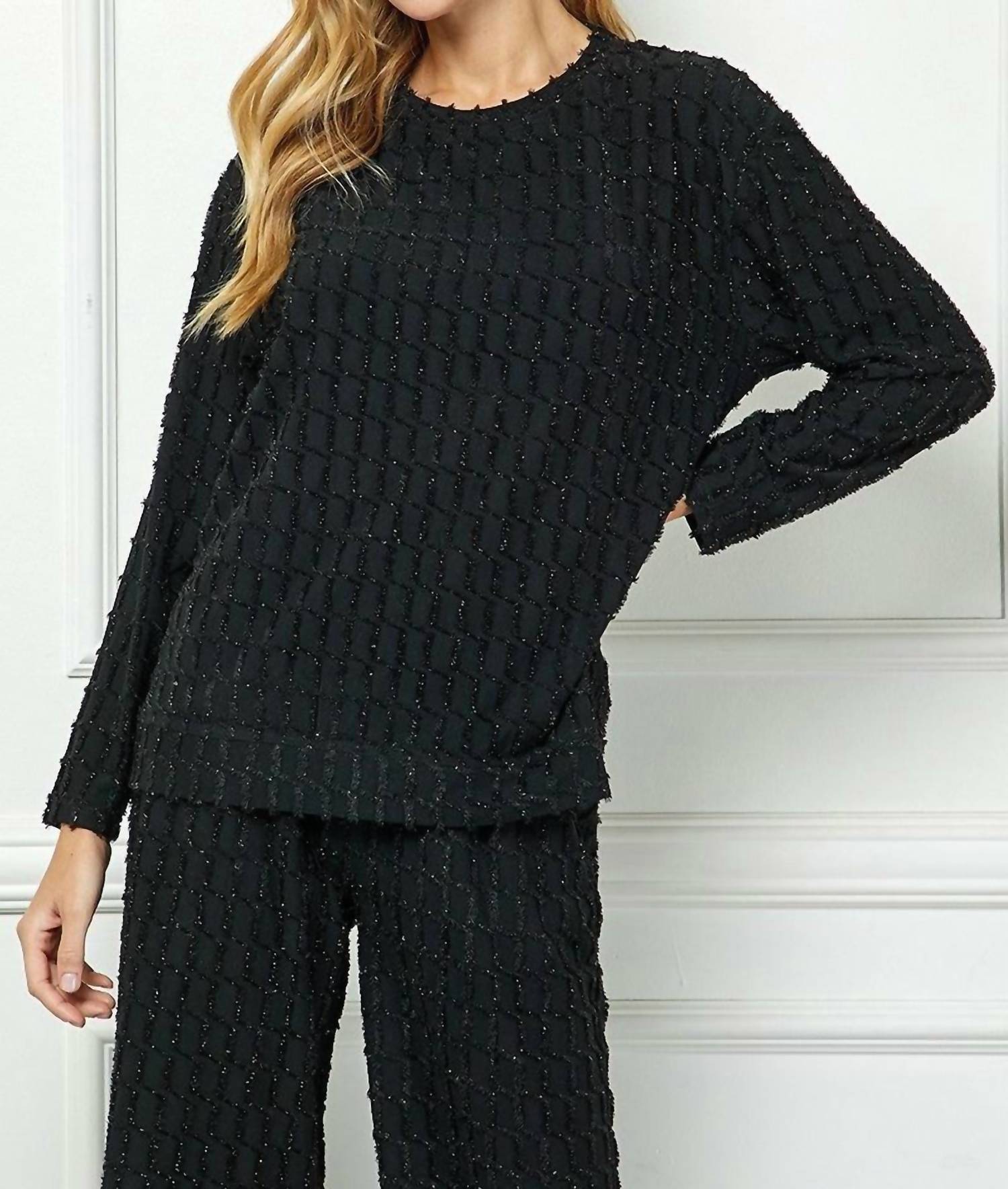 See And Be Seen - Glitter Textured Long Sleeve Top