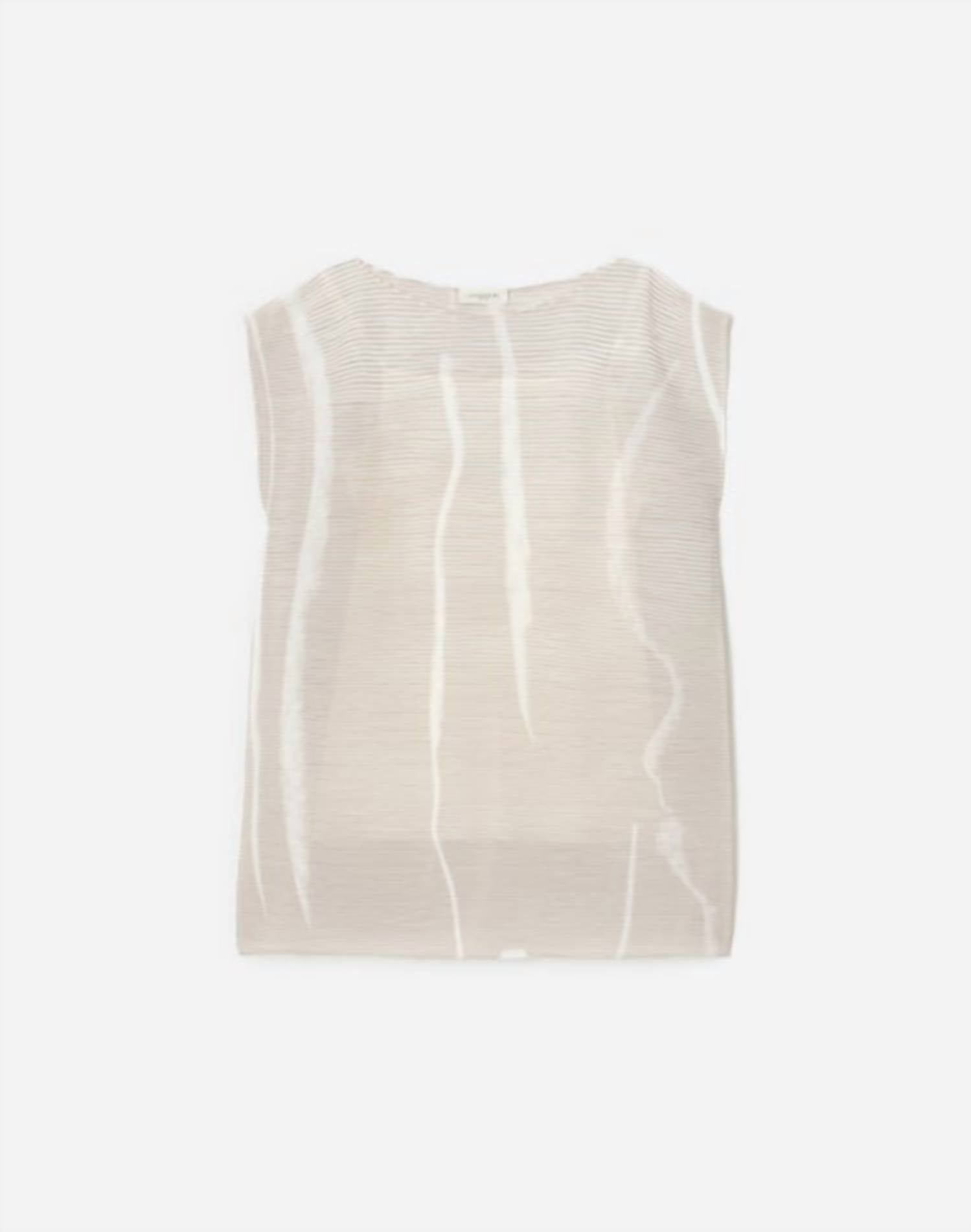 Lafayette 148 - WOMEN'S CHARCOAL PRINT PLISSE SHEER CAP SLEEVE BLOUSE