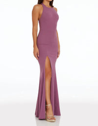 DRESS THE POPULATION Paige Halter Neck Mermaid Gown in orchid - women's dress - alternate view