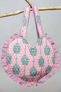 Pol - Heart Shaped Ruffle Edge Quilted Tote Bag