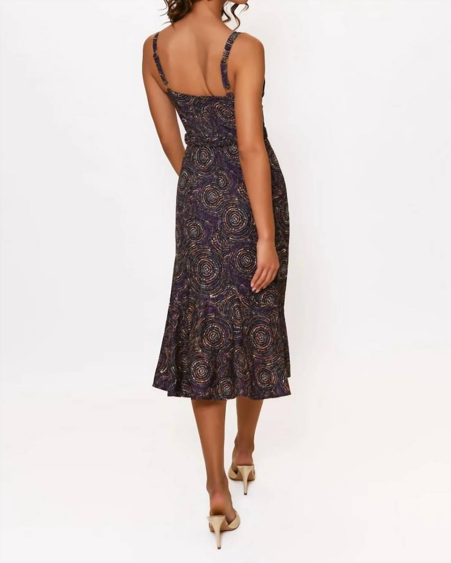 hutch Lydia Dress in navy multi speckled swirls - women's dress - alternate view