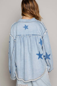 POL Star Jean Shacket in denim - women's jacket - alternate view