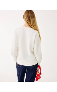 Lilly Pulitzer Ballad Cotton Sweatshirt in coconut festive frocks embellishment - women's top - alternate view