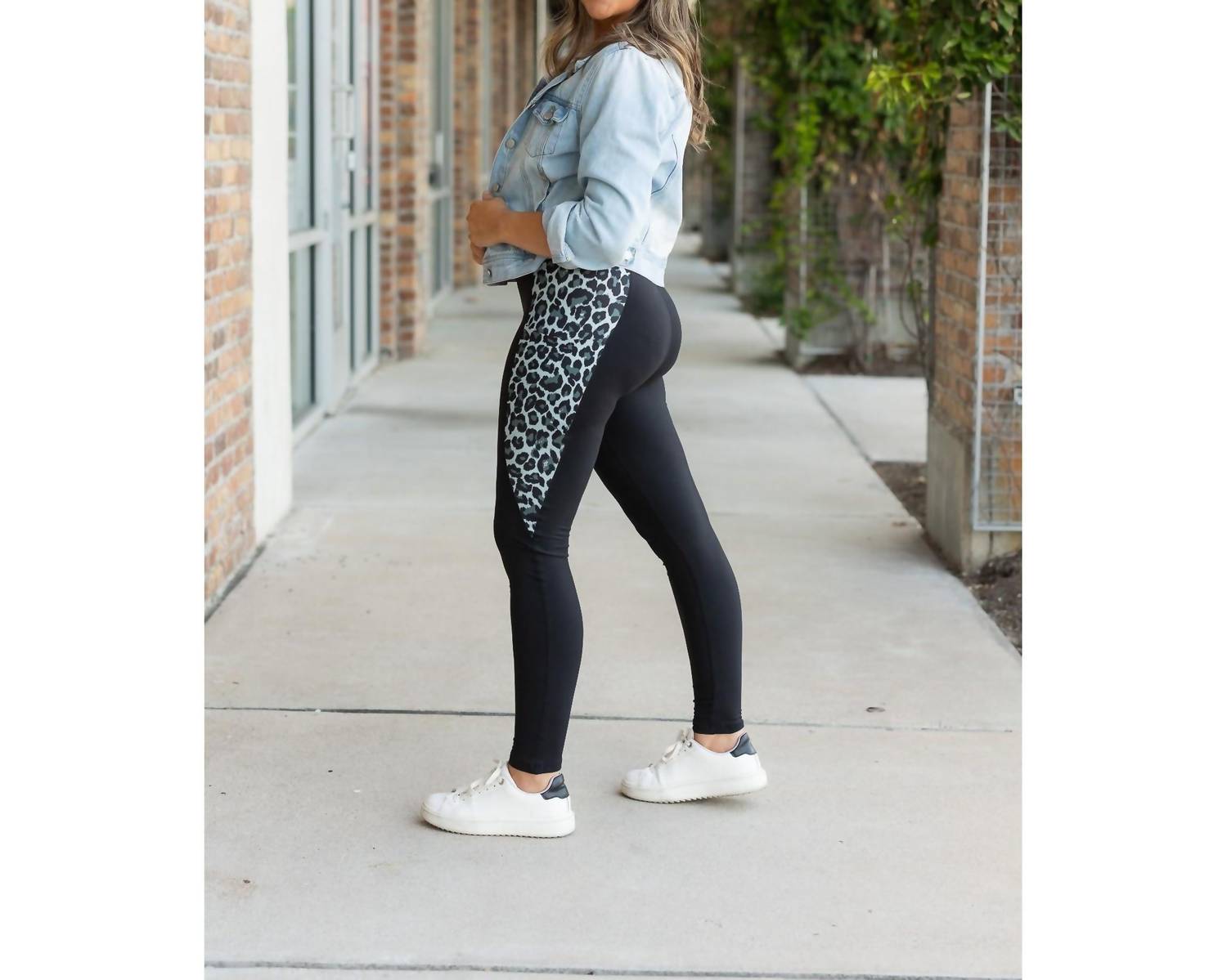 Julia Rose Sabrina Panel Leggings in snow leopard - women's pants - alternate view