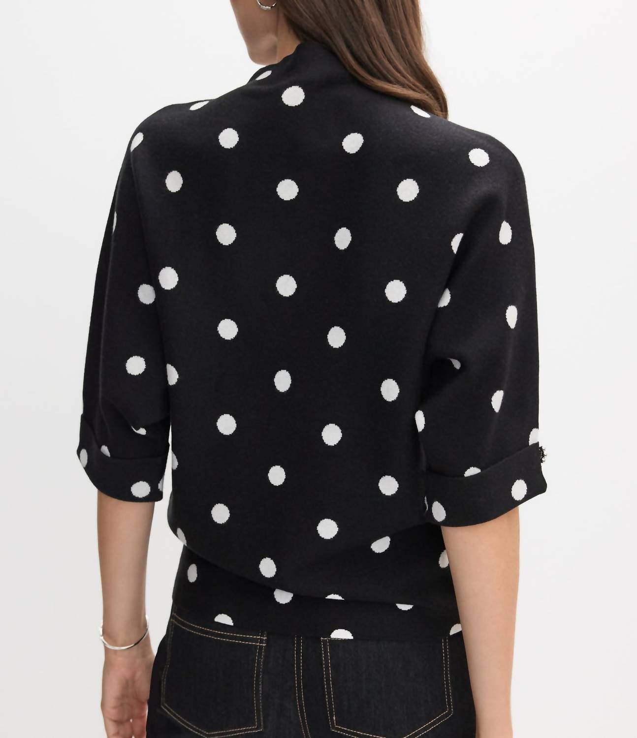 Joseph Ribkoff - Jacquard Dot Mock Neck Sweater