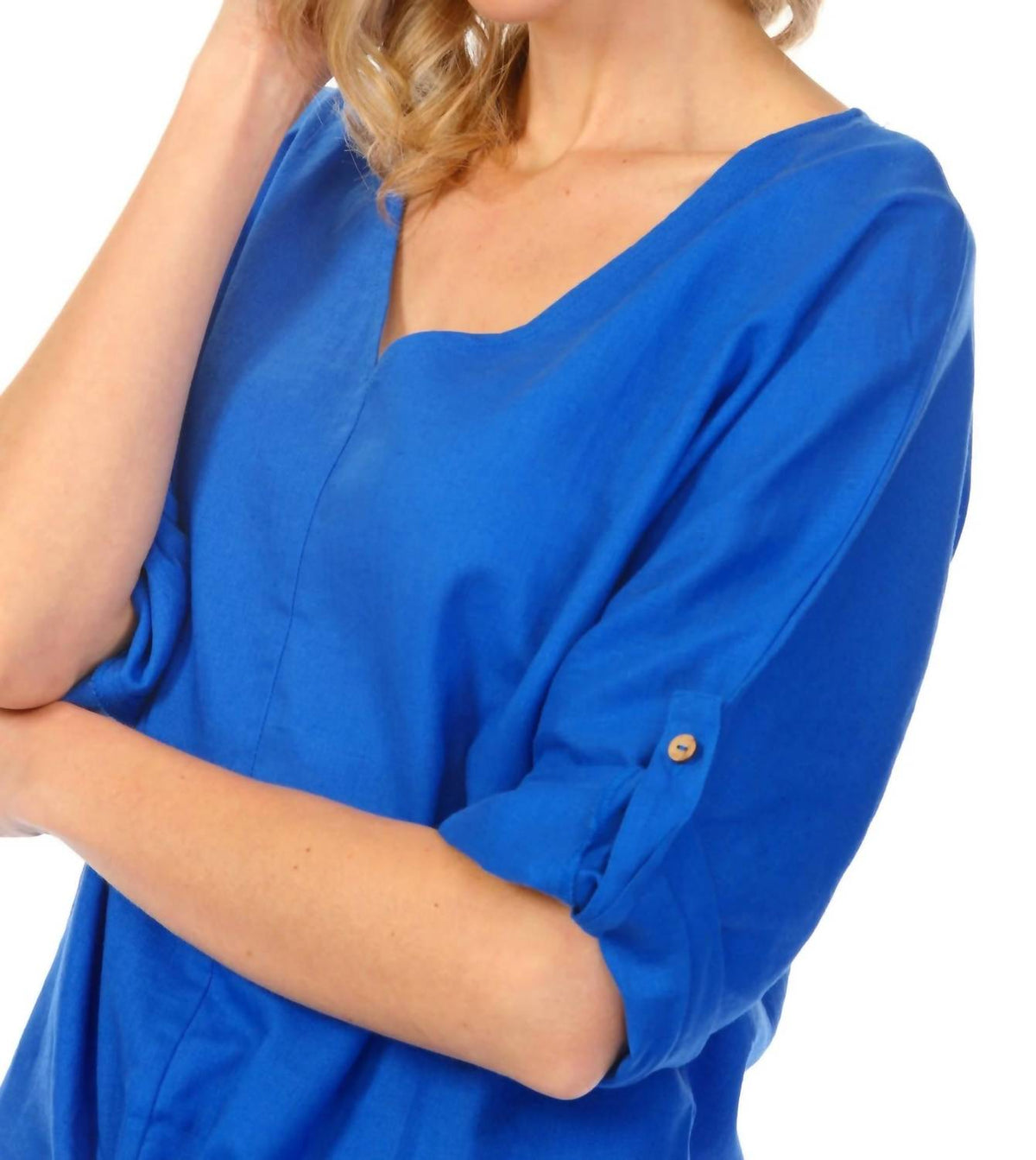 Charlie B - Roll-up Sleeve Front Tie Top